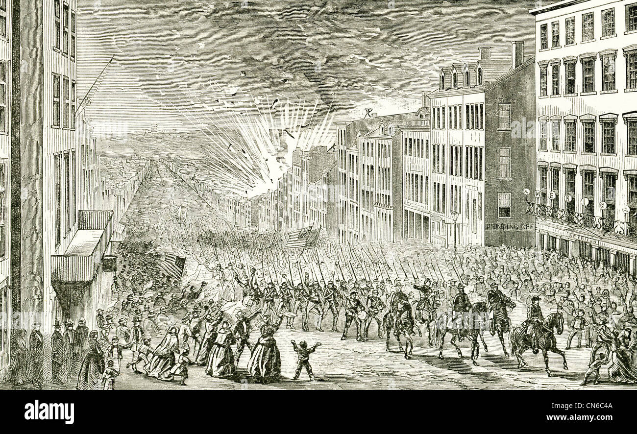 L'Unione esercito sotto Ulysses S. Grant entra Richmond (Virginia), la capitale confederato, nel 1865. Foto Stock