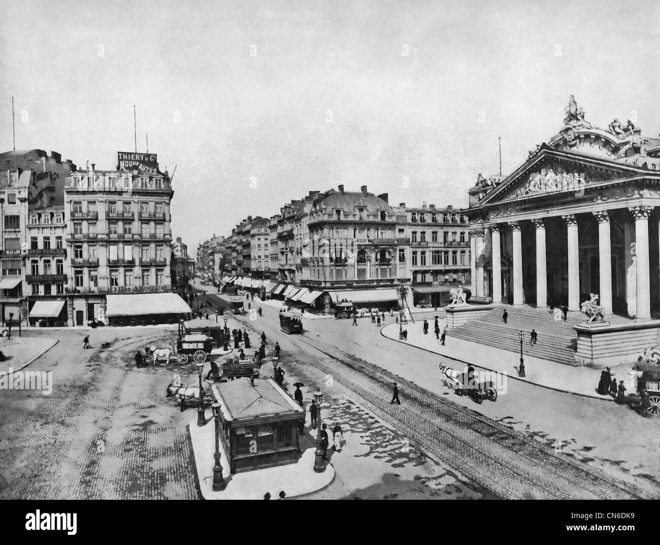 Boulevard Anspach, Bruxelles, Belgio, circa 1894 Foto Stock