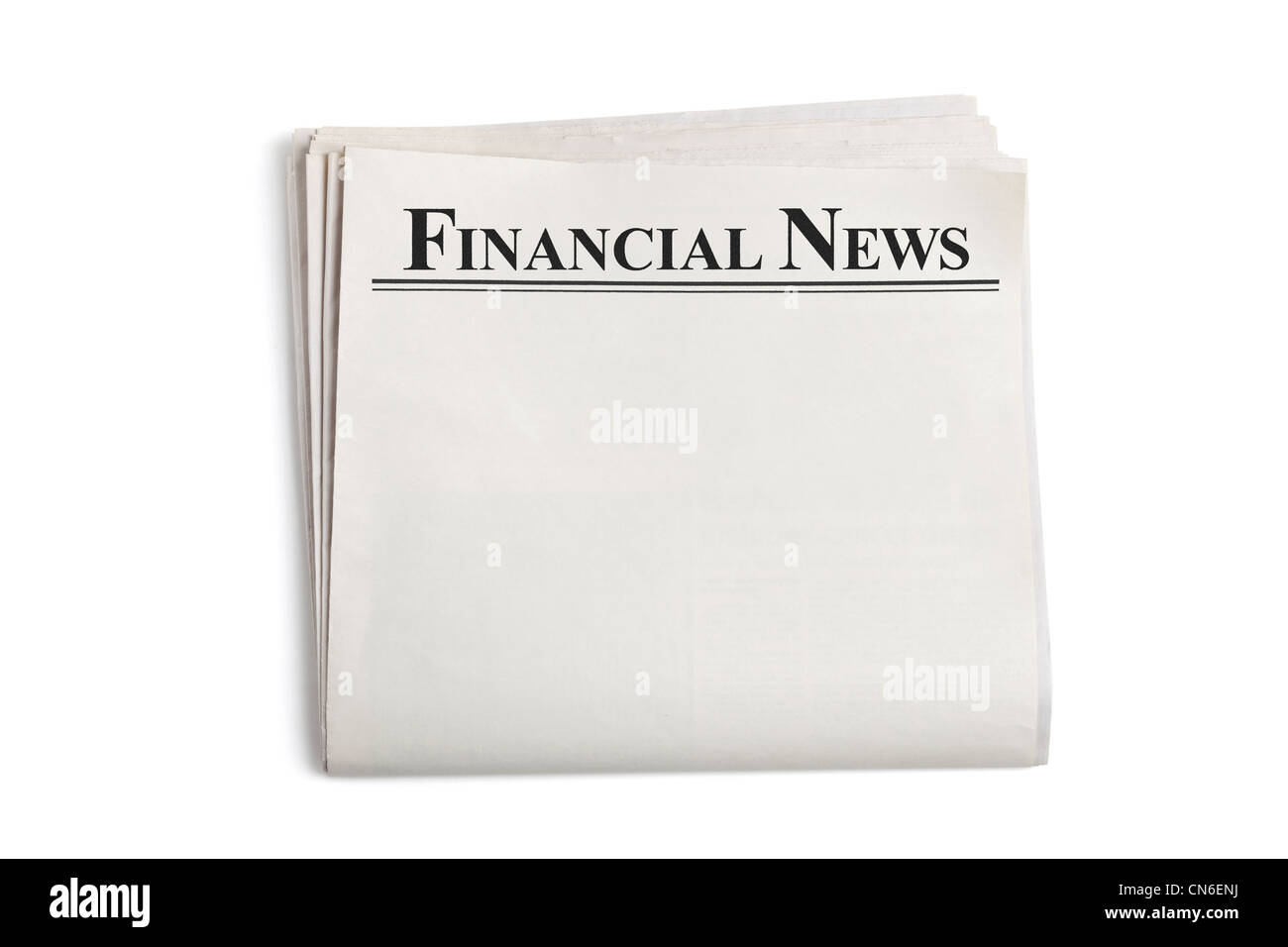 Notizie finanziarie, giornale in bianco con sfondo bianco Foto Stock