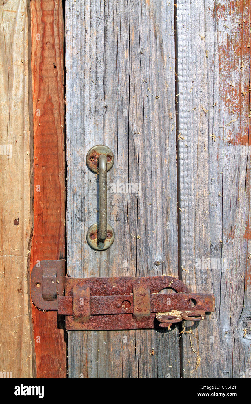 Invecchiamento della porta di legno Foto Stock