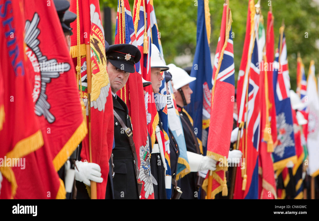 Ghirlanda di cerimonia di posa che segna il decimo anniversario degli attacchi dell'11 settembre su New York Foto Stock