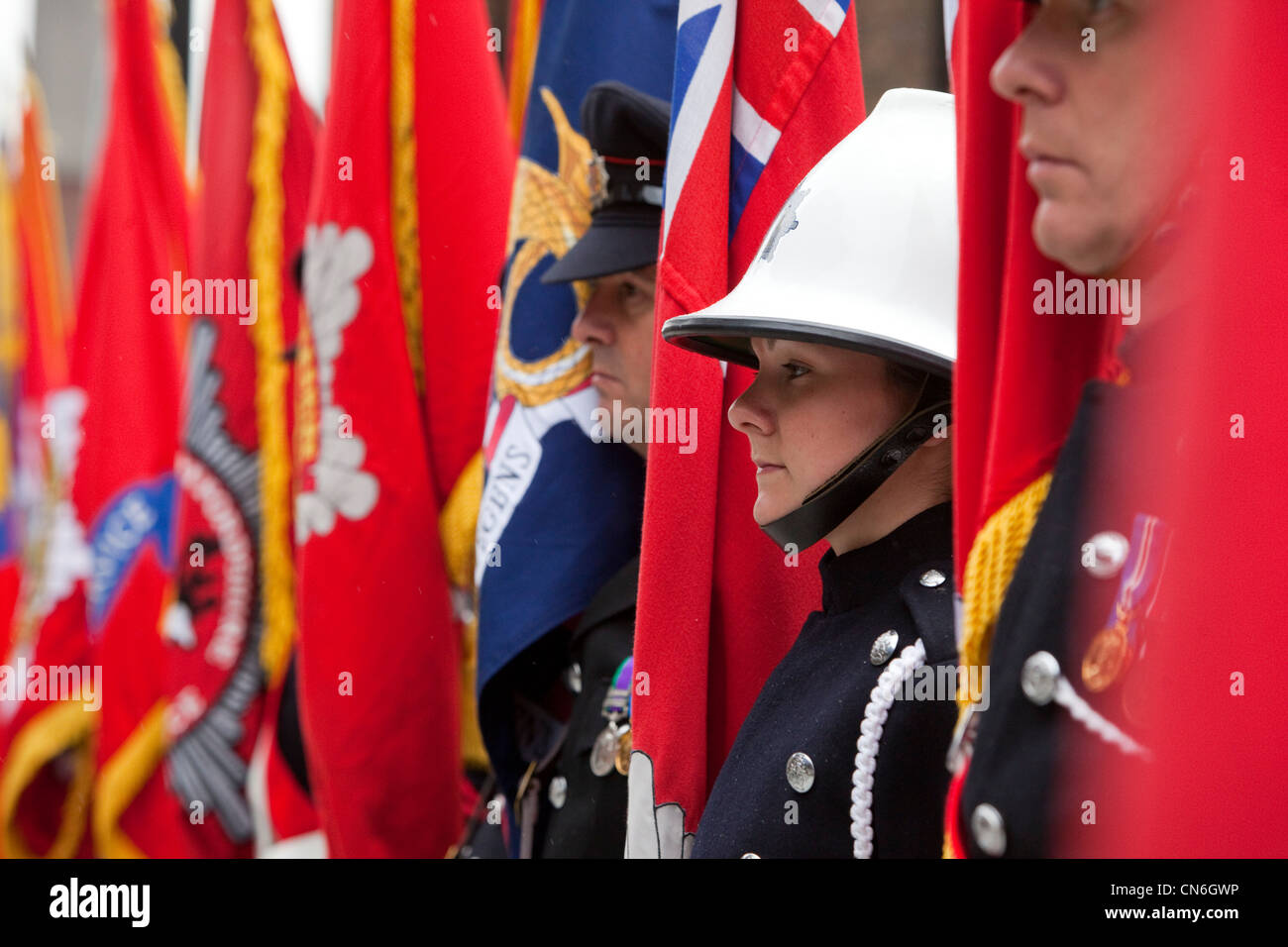 Ghirlanda di cerimonia di posa che segna il decimo anniversario degli attacchi dell'11 settembre su New York Foto Stock