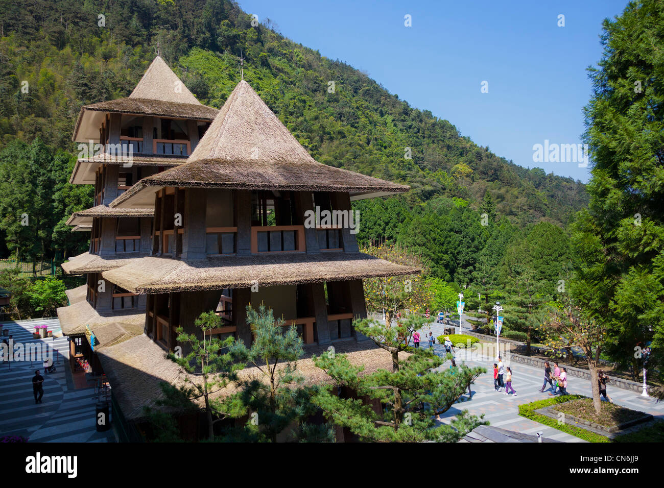 Ingresso Formosan Cultura Aborigena Village at Bujishan, Sole Luna Lago, Taiwan. JMH5809 Foto Stock