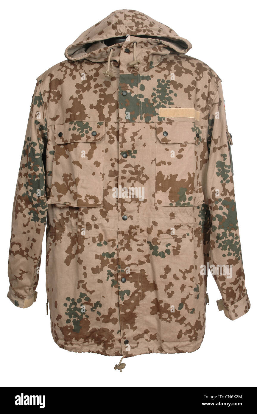Abbigliamento camouflage come utilizzati dalle forze militari. Deserto tedesco Wustentarn camouflage Foto Stock