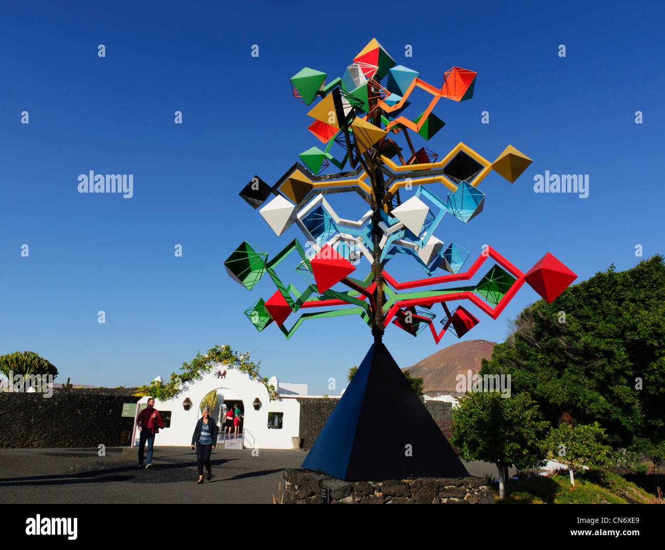 Lanzarote - scultura, Casa César Manrique, museo della fondazione Manrique dell'artista sotterraneo unico-lava casa di sfiato. Foto Stock
