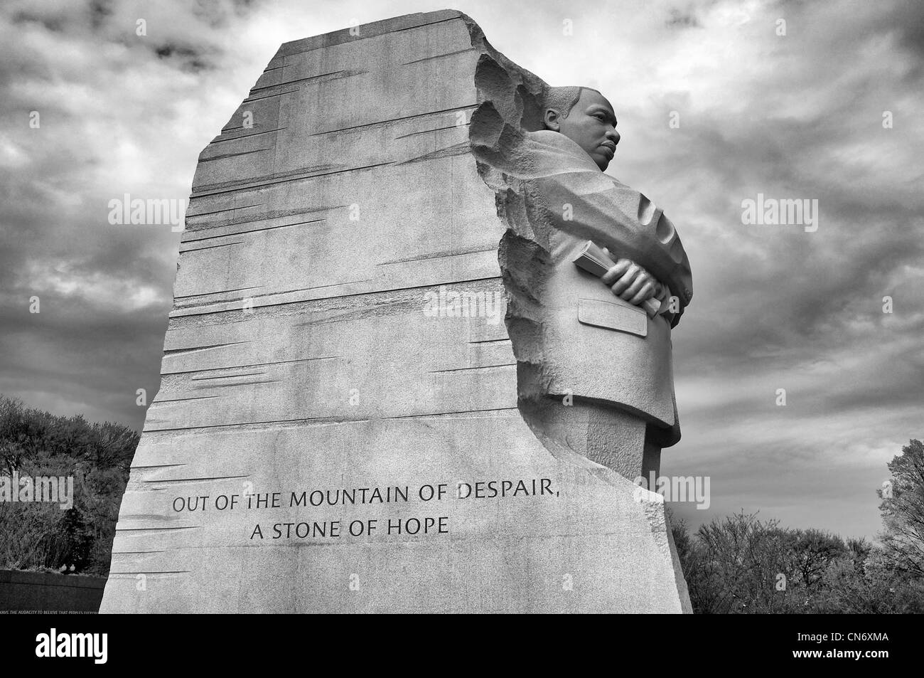 Martin Luther King Jr. Memorial a Washington DC in bianco e nero Foto Stock