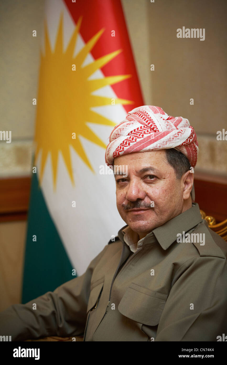 Massoud Barzani. Presidente Kurdistan iracheno Foto Stock