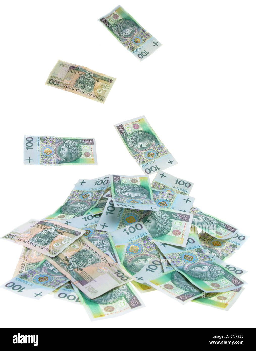 Un denaro polacco 100 zlotys pioggia Foto Stock