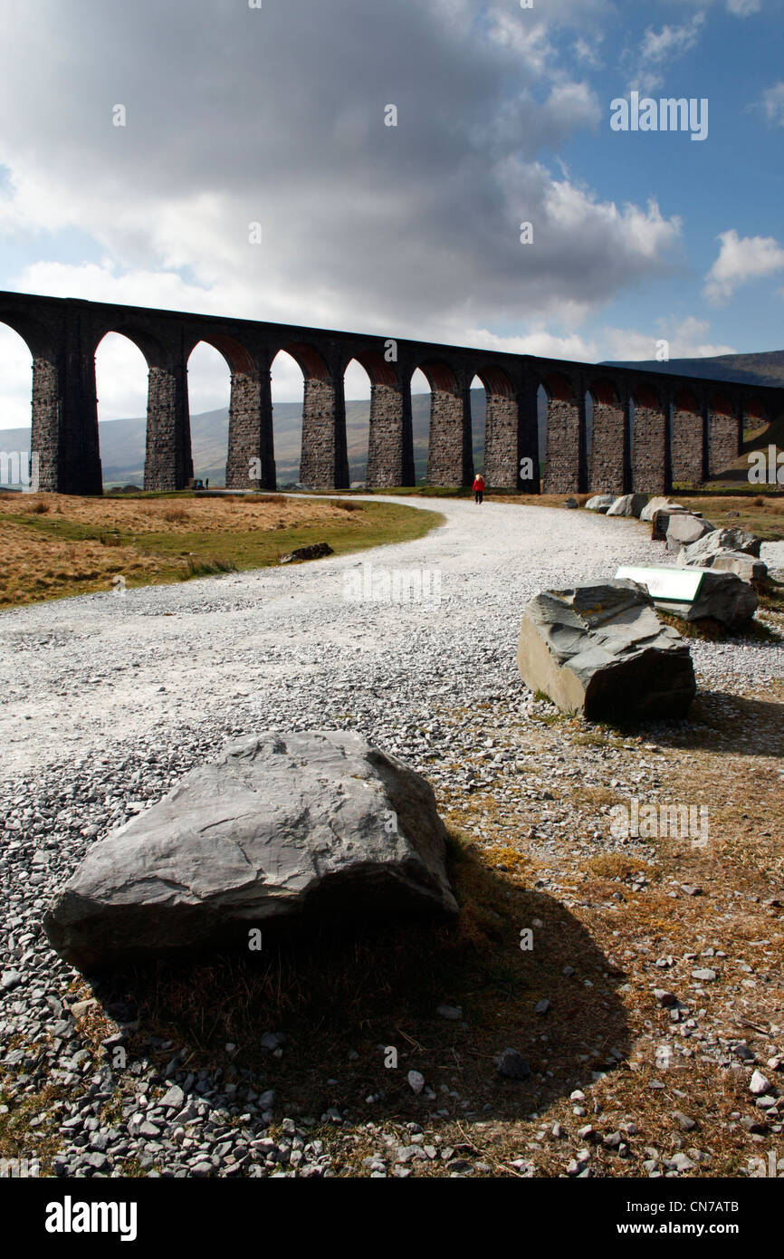 Il viadotto Ribblehead a Blea Moor nel Nord Yorkshire National Park, Inghilterra Foto Stock