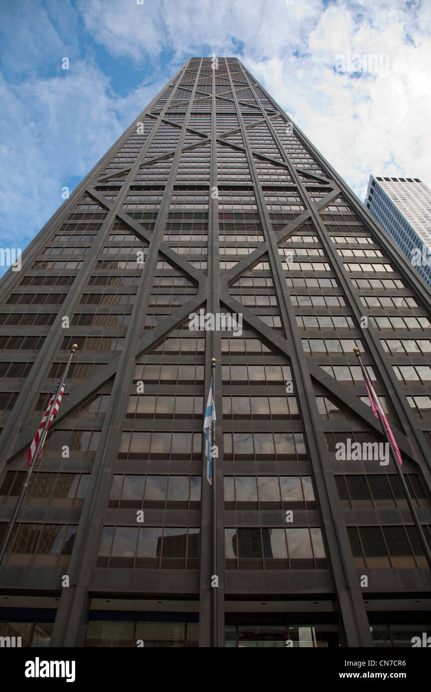 La ricerca del volto del John Hancock Center torre in Chicago Illinois USA Foto Stock