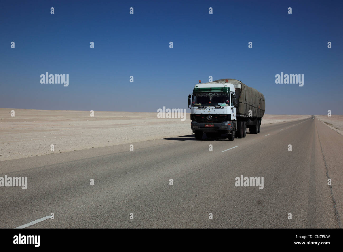 Szene an der Wüstenstraße von Salalah nach Nizwa; 1000 chilometro durch das 'leere Viertel', ar-Rub Al-Khali Foto Stock