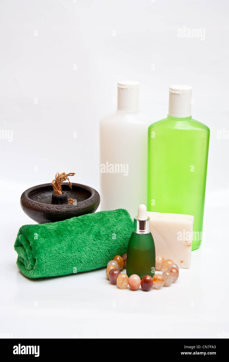 Spa di bellezza su sfondo bianco Foto Stock