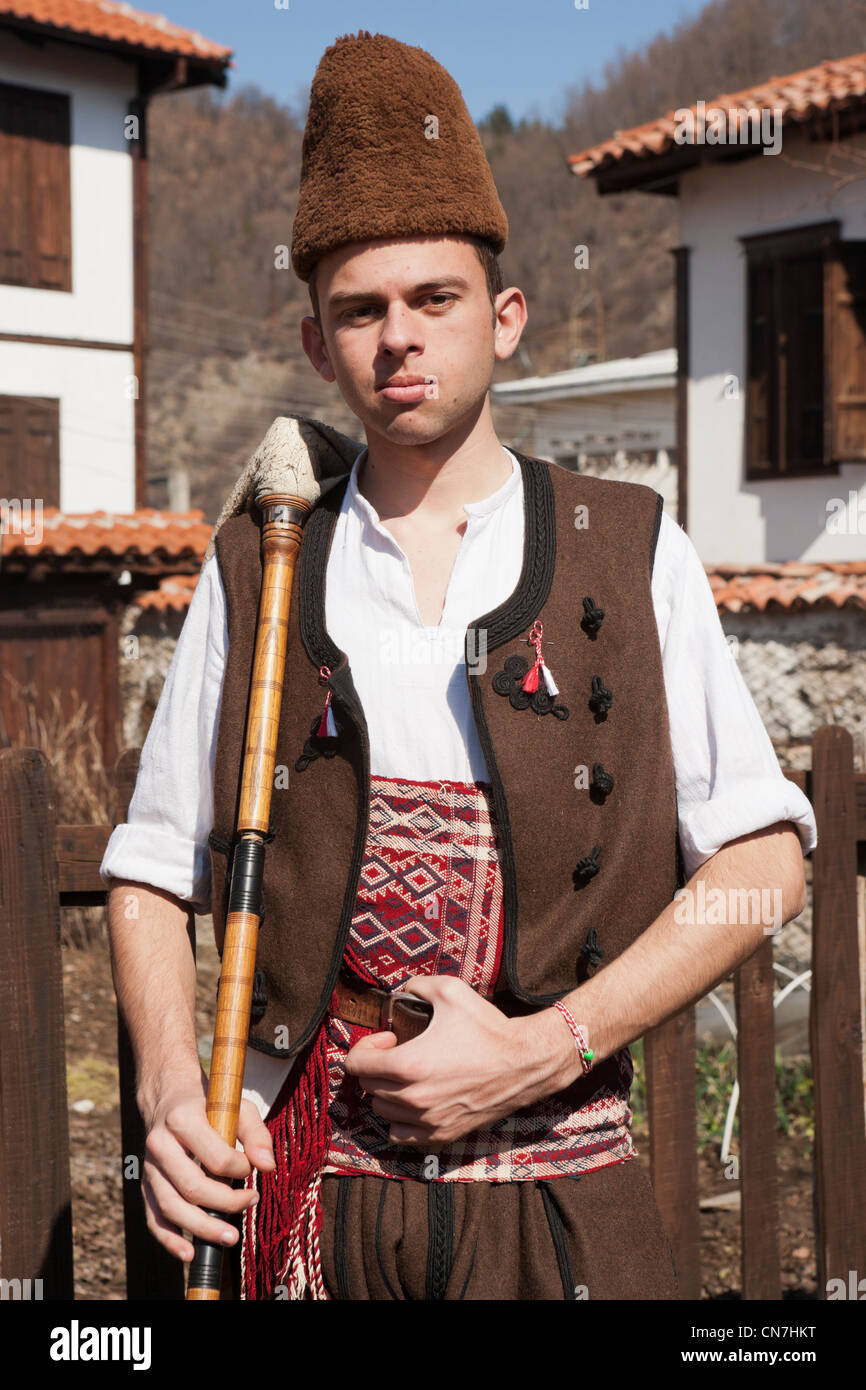 La Bulgaria festival cantante costume abito tradizionale Foto Stock