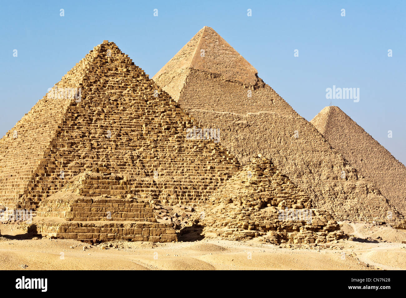L'Egitto, al Cairo, Giza, elencato come patrimonio mondiale dall' UNESCO, piramidi Foto Stock
