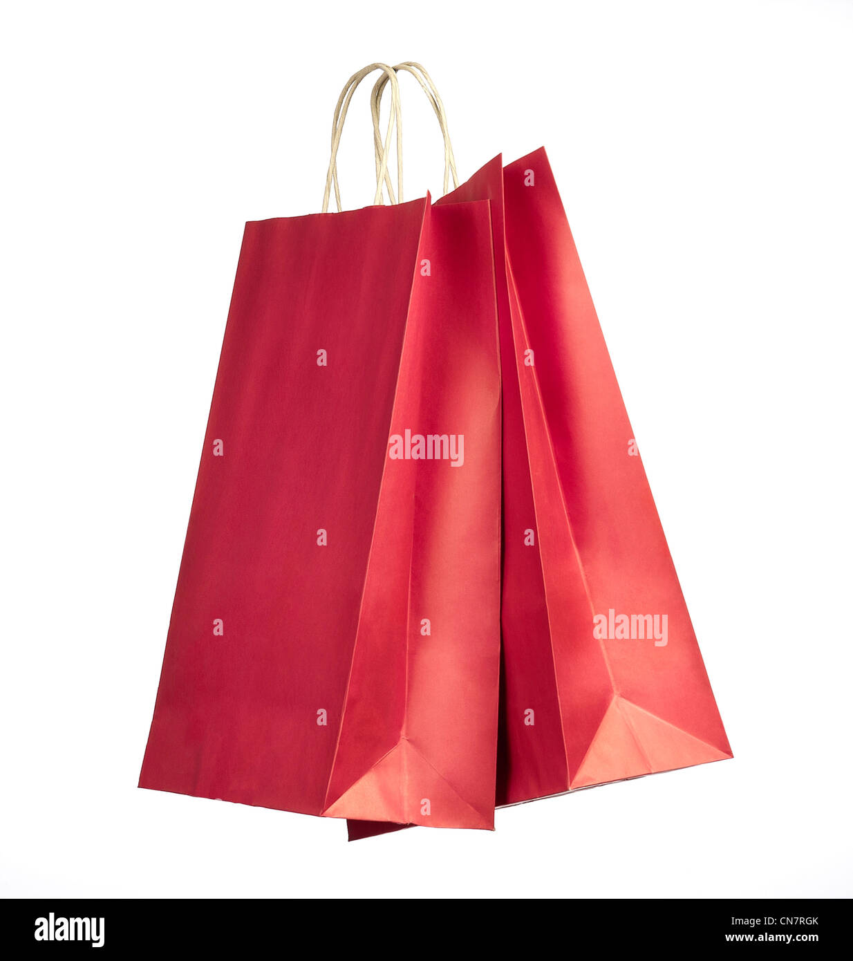 Due borse per lo shopping. Colore rosso su sfondo bianco. Foto Stock