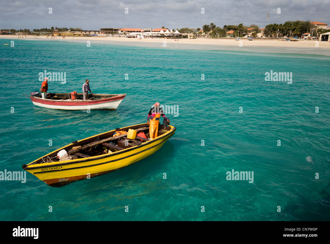 Capo Verde Isola di Sal, Santa Maria, ritorno di pesca Foto Stock
