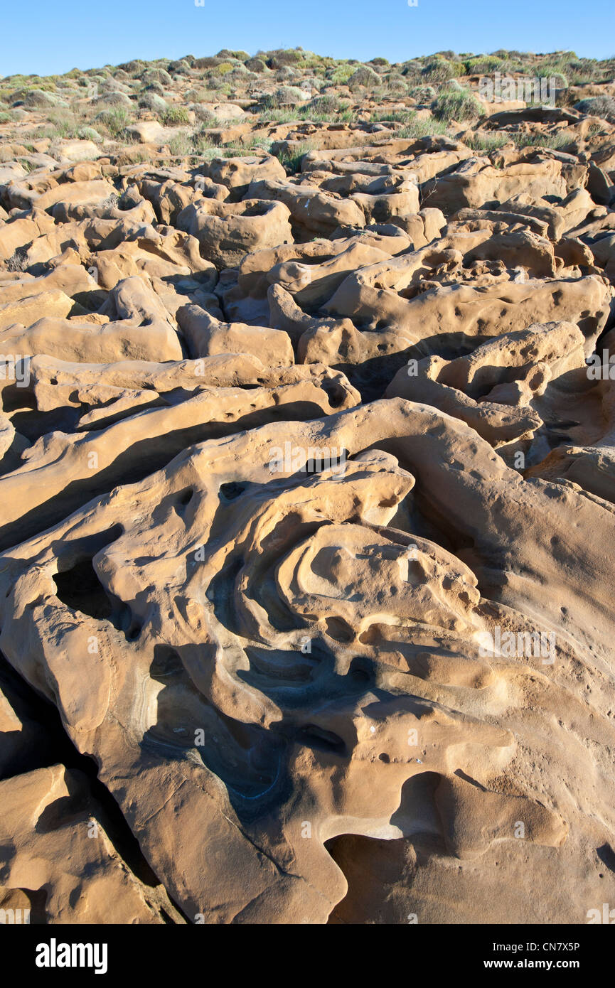 La Grecia, Lemnos Island, formazioni geologiche a Triges cape Foto Stock