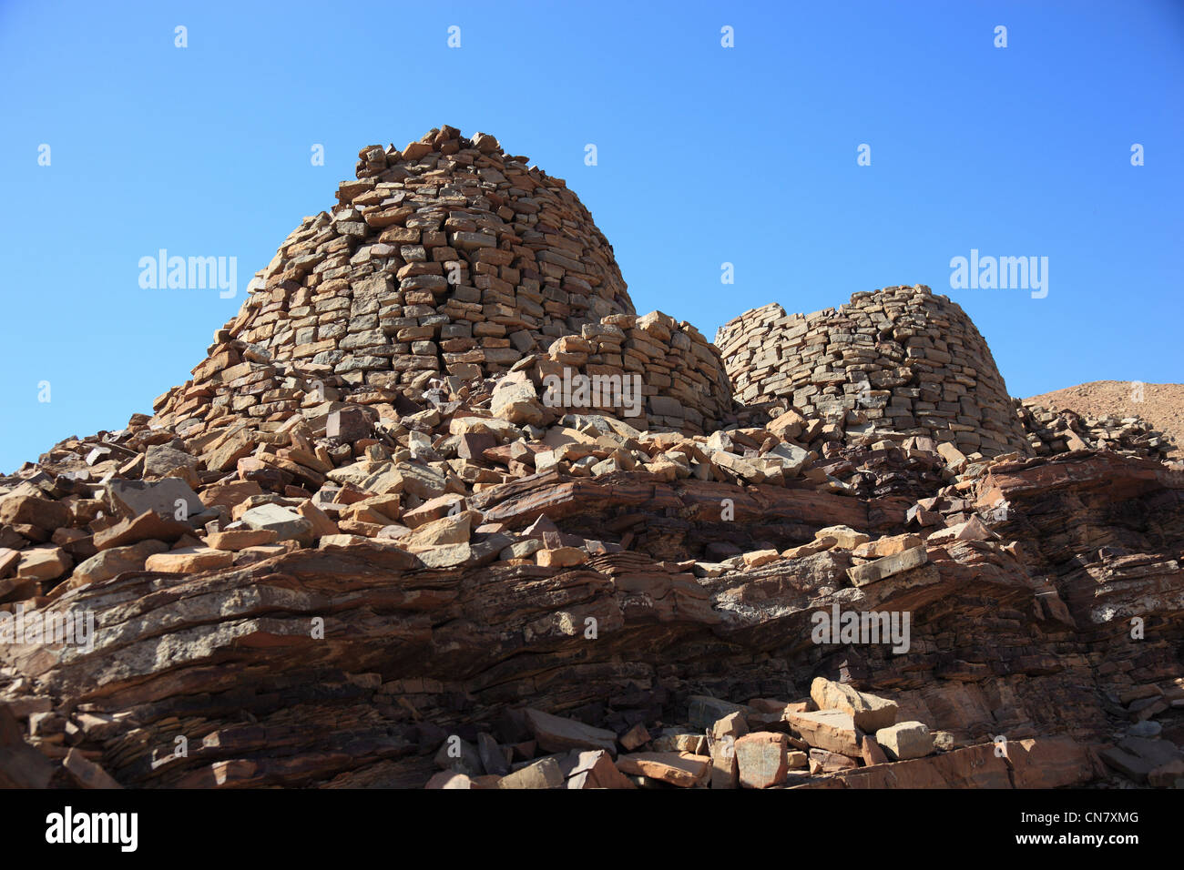 Die Bienenkorbgräber von Al-Ayn sind wegen ihres Erhaltungszustandes guten und der Lage Am Rande des Jebel Misht (Kammberg) die Foto Stock