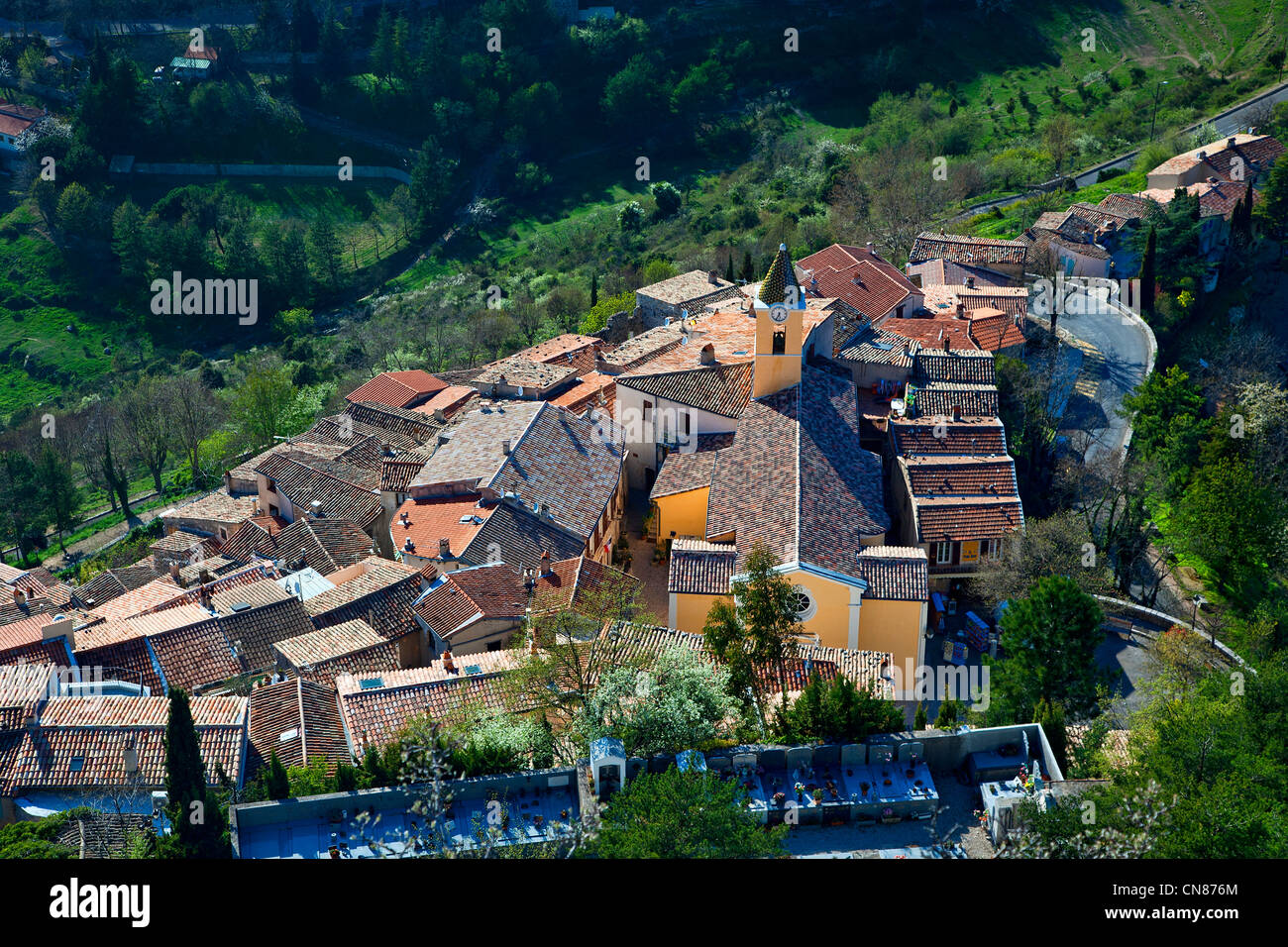 Francia, Alpes Maritimes, Sant Agnese, villaggio nel cielo, etichettati Les Plus Beaux Villages de France ( i più bei villaggi Foto Stock