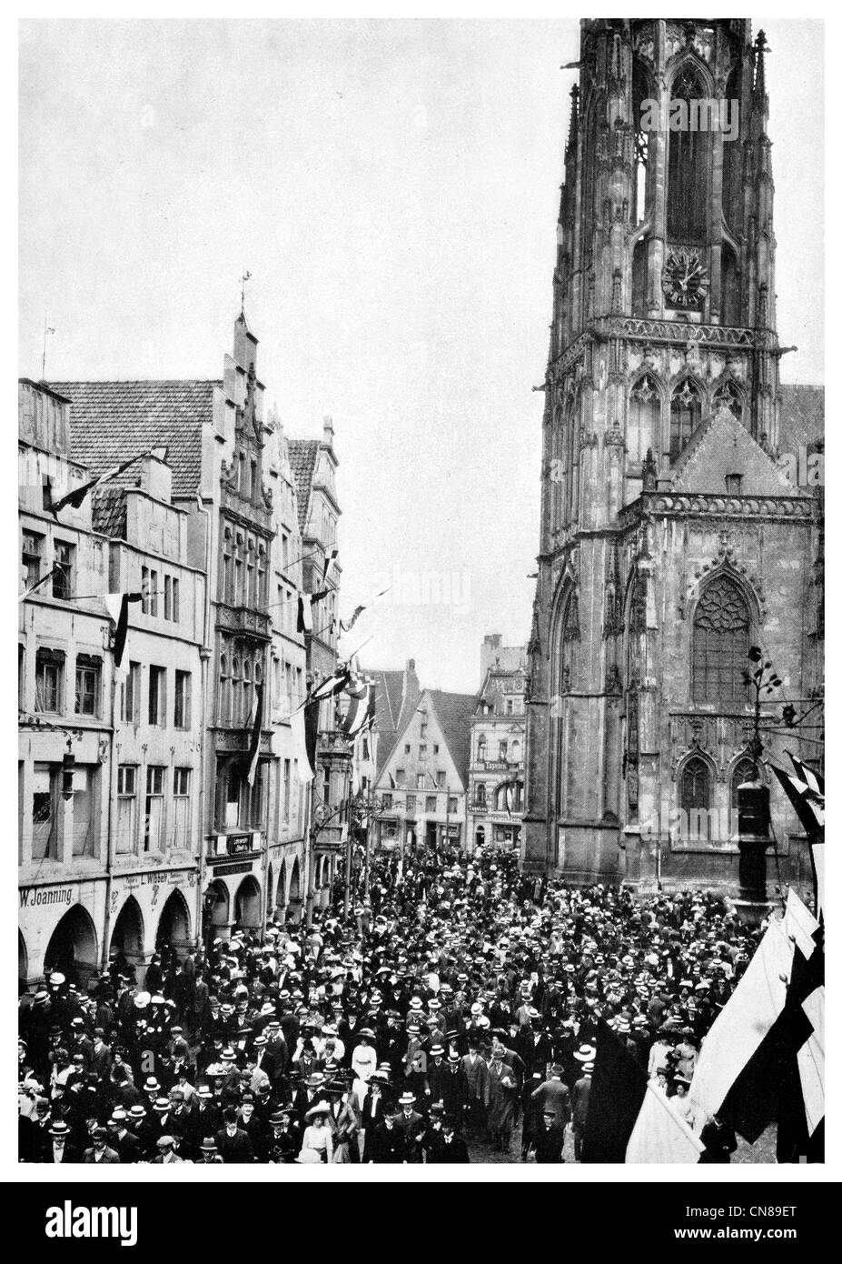 Pubblicato per la prima volta 1915 Munster Cattedrale St Lambertus Foto Stock