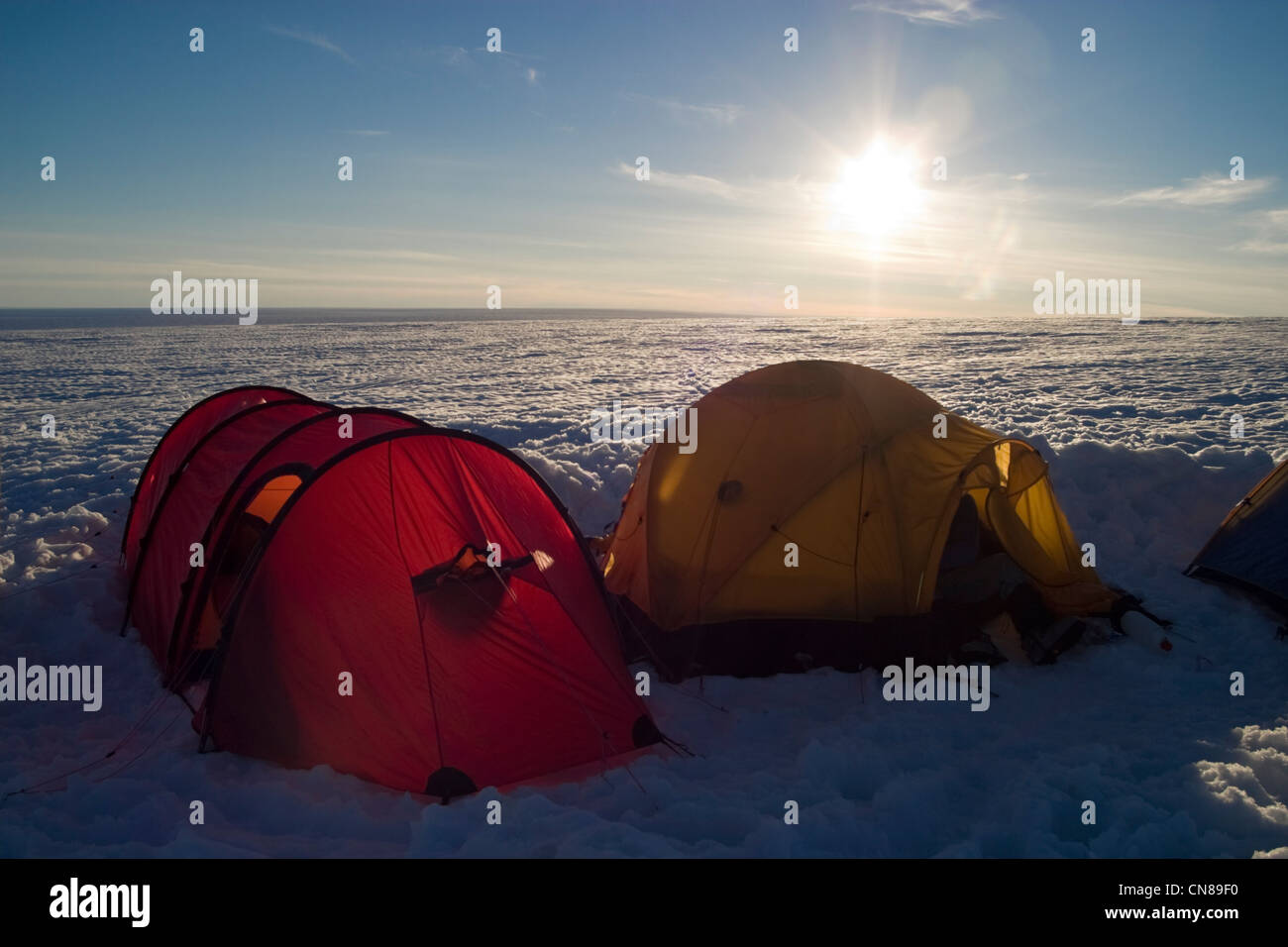 La Groenlandia spedizione tende Foto Stock