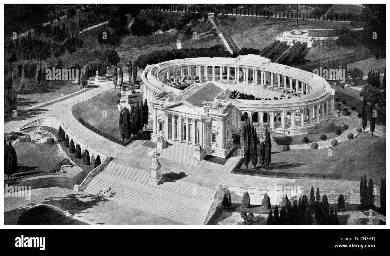 Pubblicato per la prima volta 1915 Arlington Memorial Anfiteatro Washington, D.C.vista aerea Foto Stock