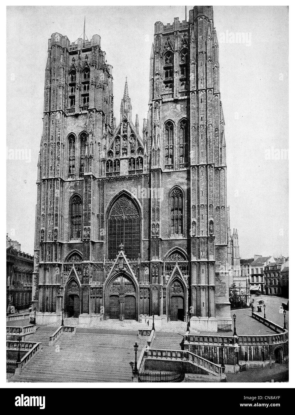 Pubblicato per la prima volta 1914 Bruxelles Michael Santa Gudula Cattedrale Gotica Foto Stock