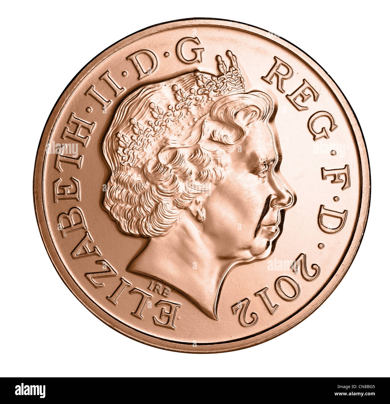 2p due pence moneta testa su capi complementare 2012 Foto Stock