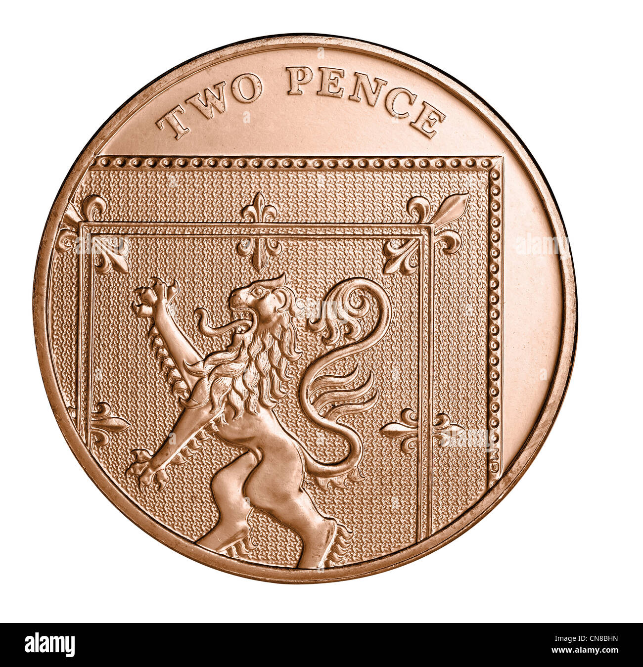 2p due pence moneta sulla testa tails retromarcia Foto Stock