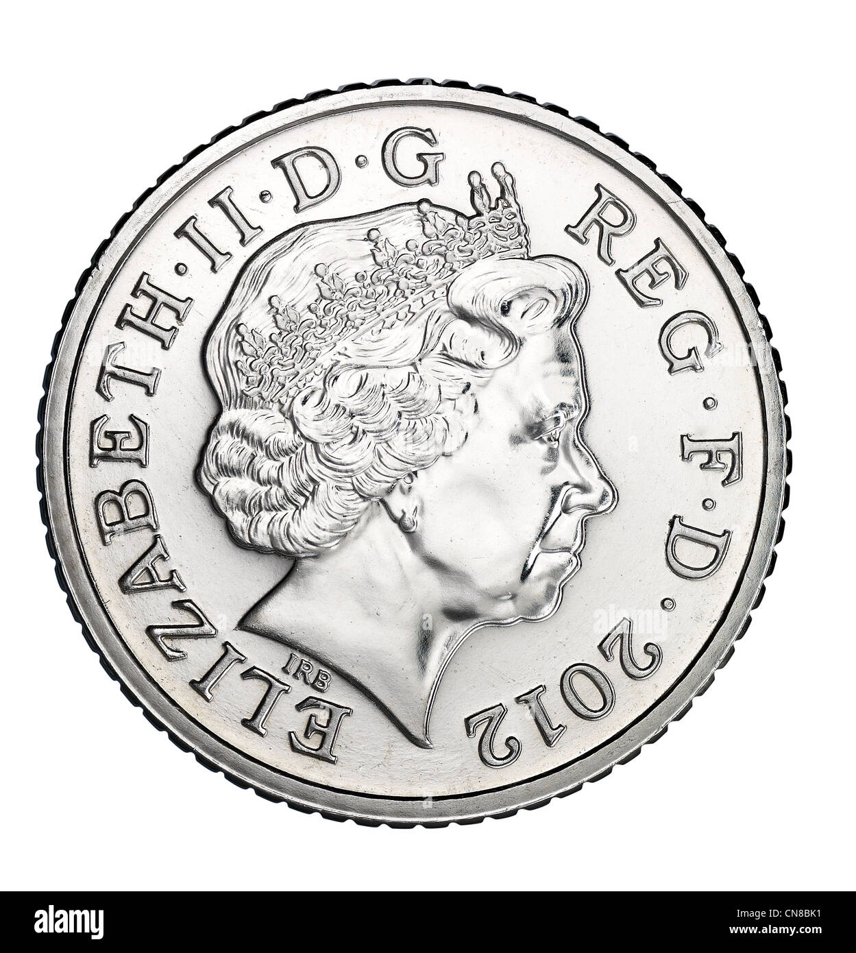 5p cinque pence moneta sulla testa complementare capi 2012 Foto Stock