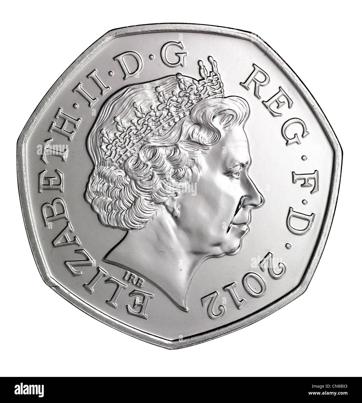 50p cinquanta pence sopra la testa complementare capi 2012 coin Foto Stock