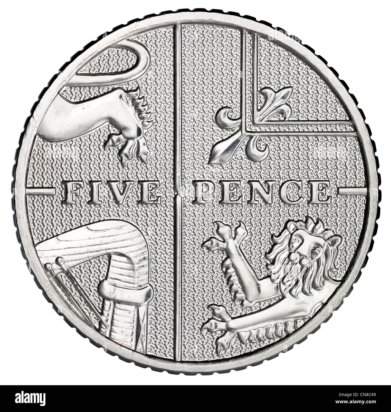 5p cinque pence tails tettuccio Foto Stock