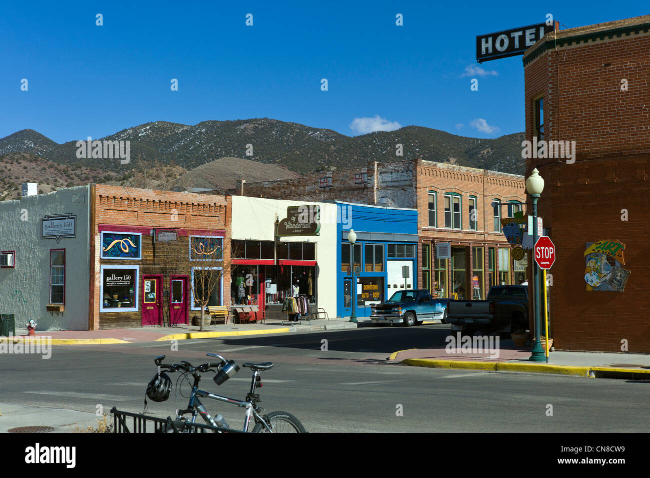 Centro storico cittadino, piccolo paese di montagna di salida, Colorado, STATI UNITI D'AMERICA Foto Stock