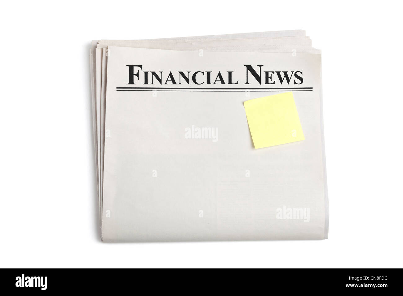 Notizie finanziarie, giornale in bianco con sfondo bianco Foto Stock