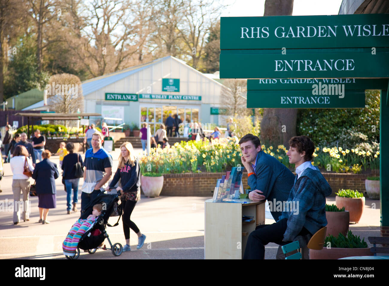 Ingresso al giardino RHS Wisley,nel Surrey, Inghilterra, Regno Unito. Foto Stock