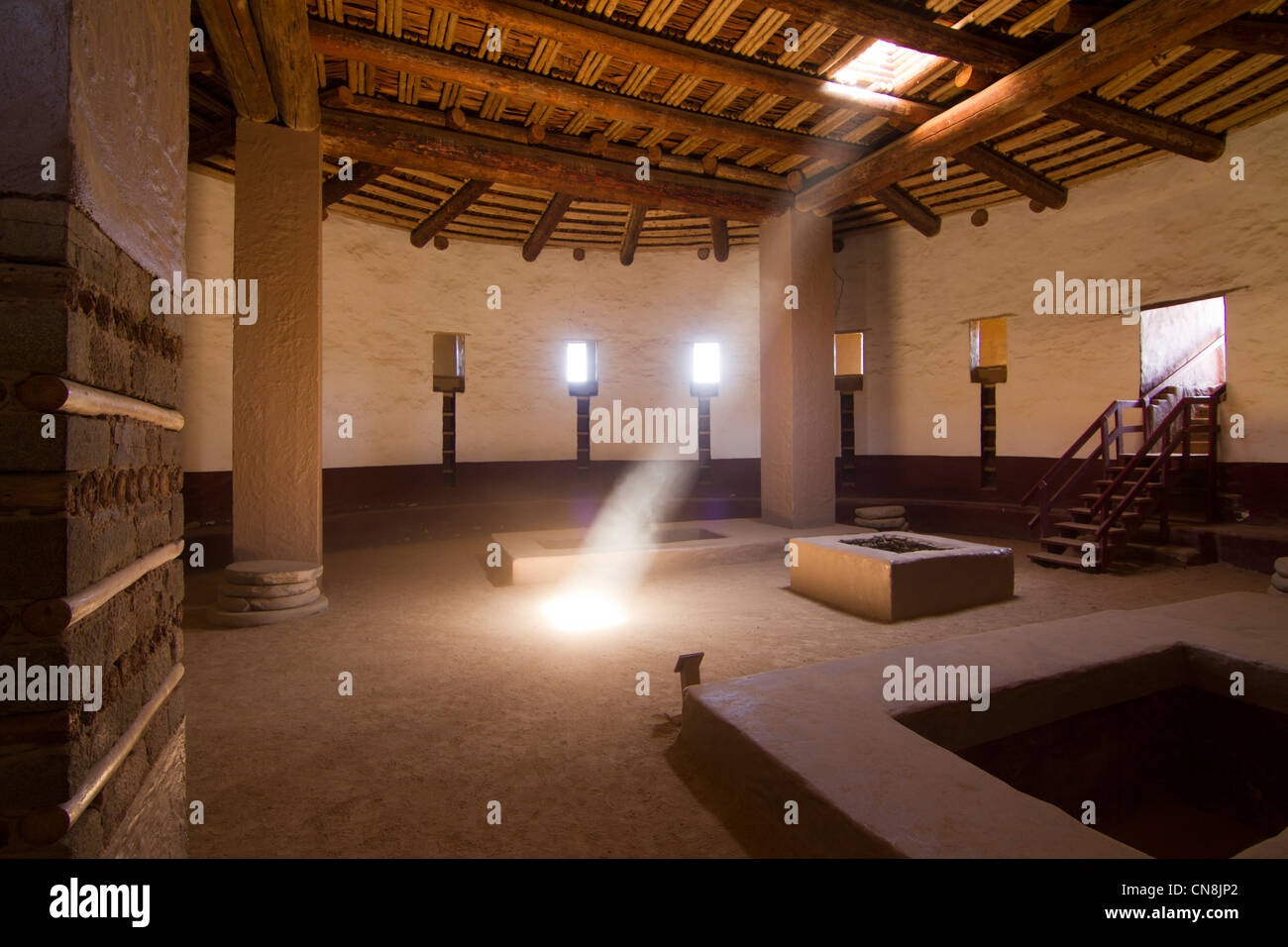 Ricostruito grande kiva a Aztec Ruins National Monument, azteca, Nuovo Messico. Foto Stock