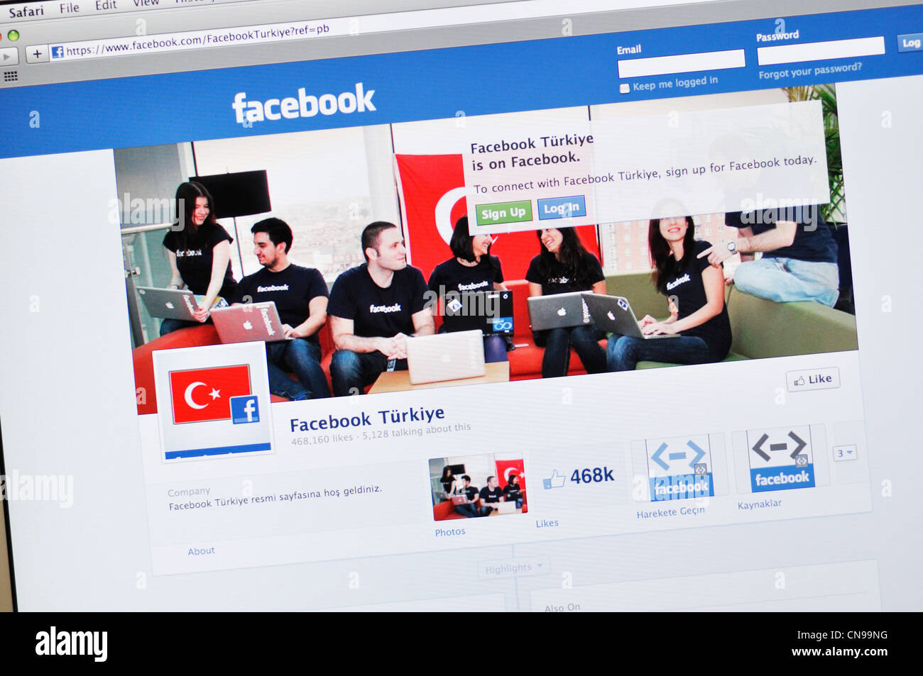 Sito web Facebook - Turchia Foto Stock