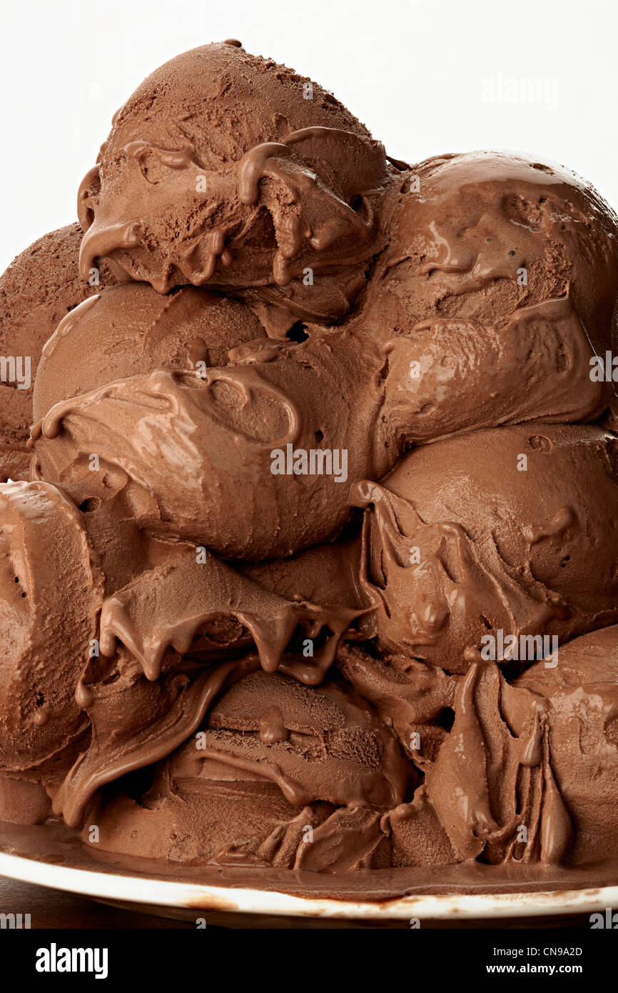 I convogliatori di cioccolato dettaglio chiudere fino gelato il gelato Foto Stock