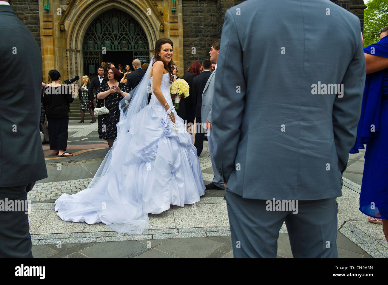 Australia, Victoria, Melbourne, a est di Melbourne, neo-gotica Cattedrale di St Patrick, diserbo Foto Stock