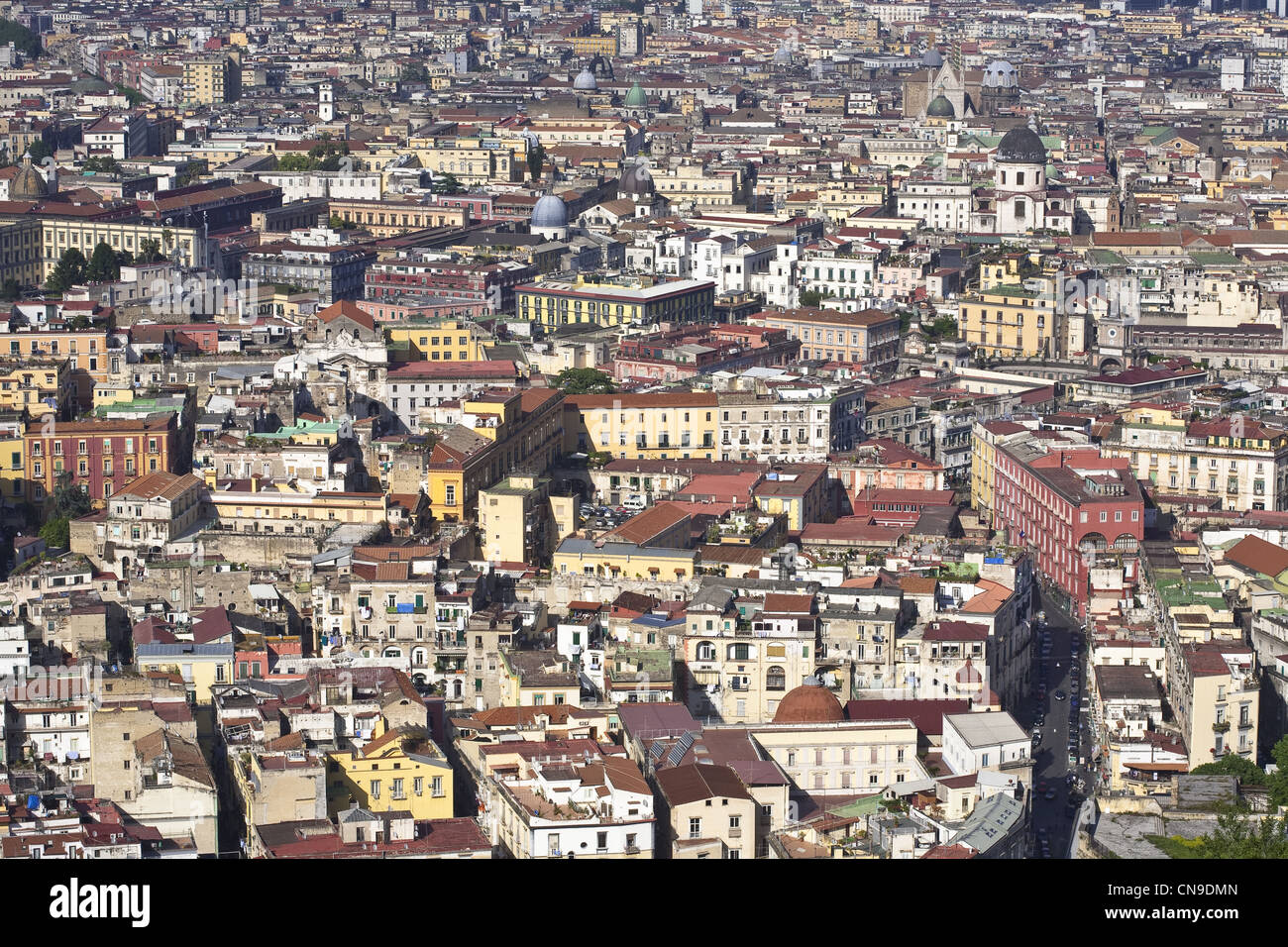 L'Italia, Campania, Napoli, vista sul centro storico (elencati come patrimonio mondiale dall UNESCO) da San Martino Certosa di San Giacomo Foto Stock