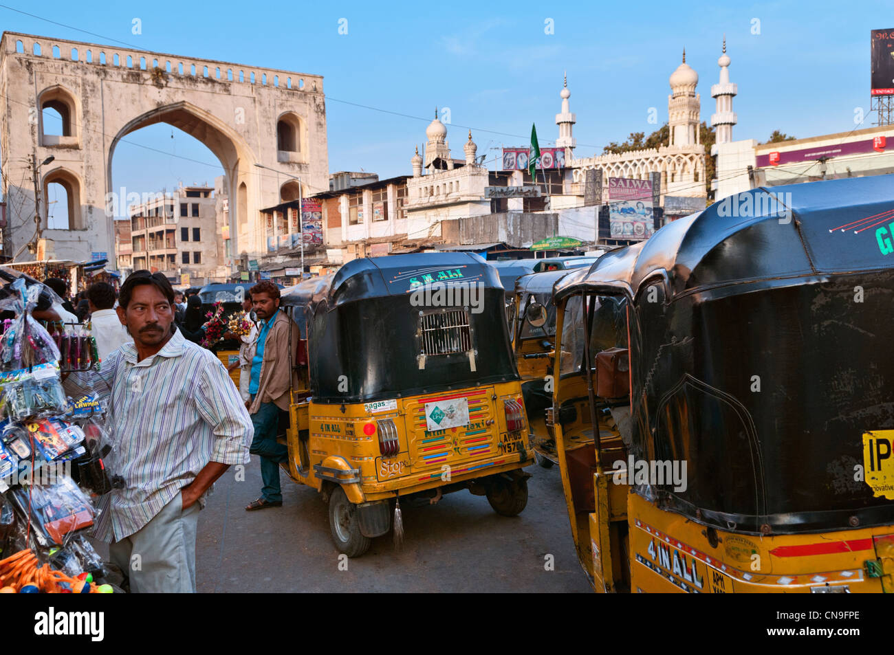 Autorickshaws Hyderabad centro città di Andhra Pradesh in India Foto Stock