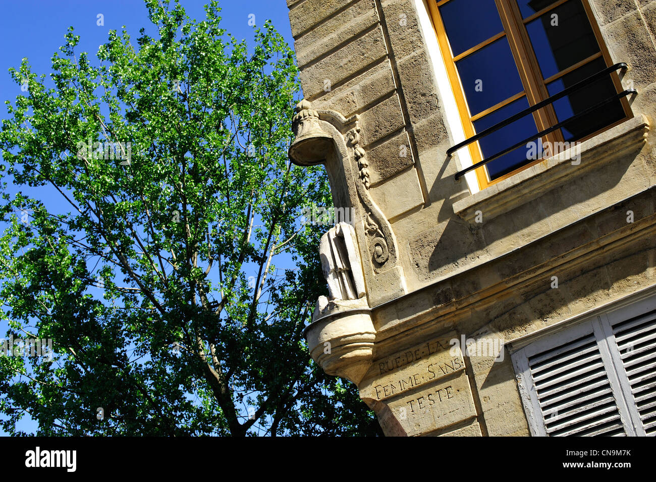 Francia, Parigi, Ile Saint Louis, Rue de la femme sans Tete, angolo di strada denominata in relazione ad una statua Foto Stock