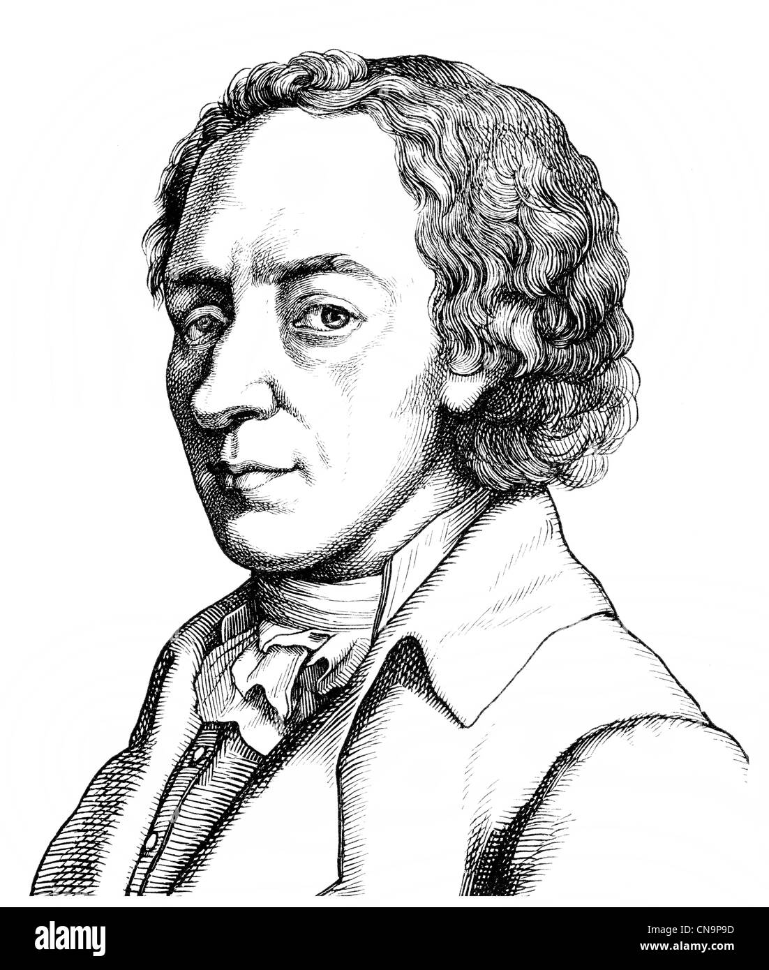 Disegno storico del XIX secolo Johann Elert Bode, 1747 - 1826, un astronomo tedesco Foto Stock