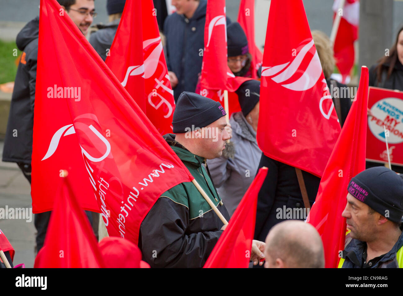 Unite picchetti durante l'N30 giorno di azione, Leeds Foto Stock