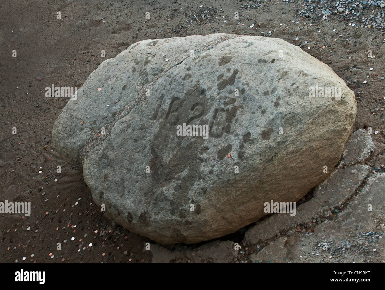 Plymouth Rock Memorial, Plymouth Massachusetts Foto Stock