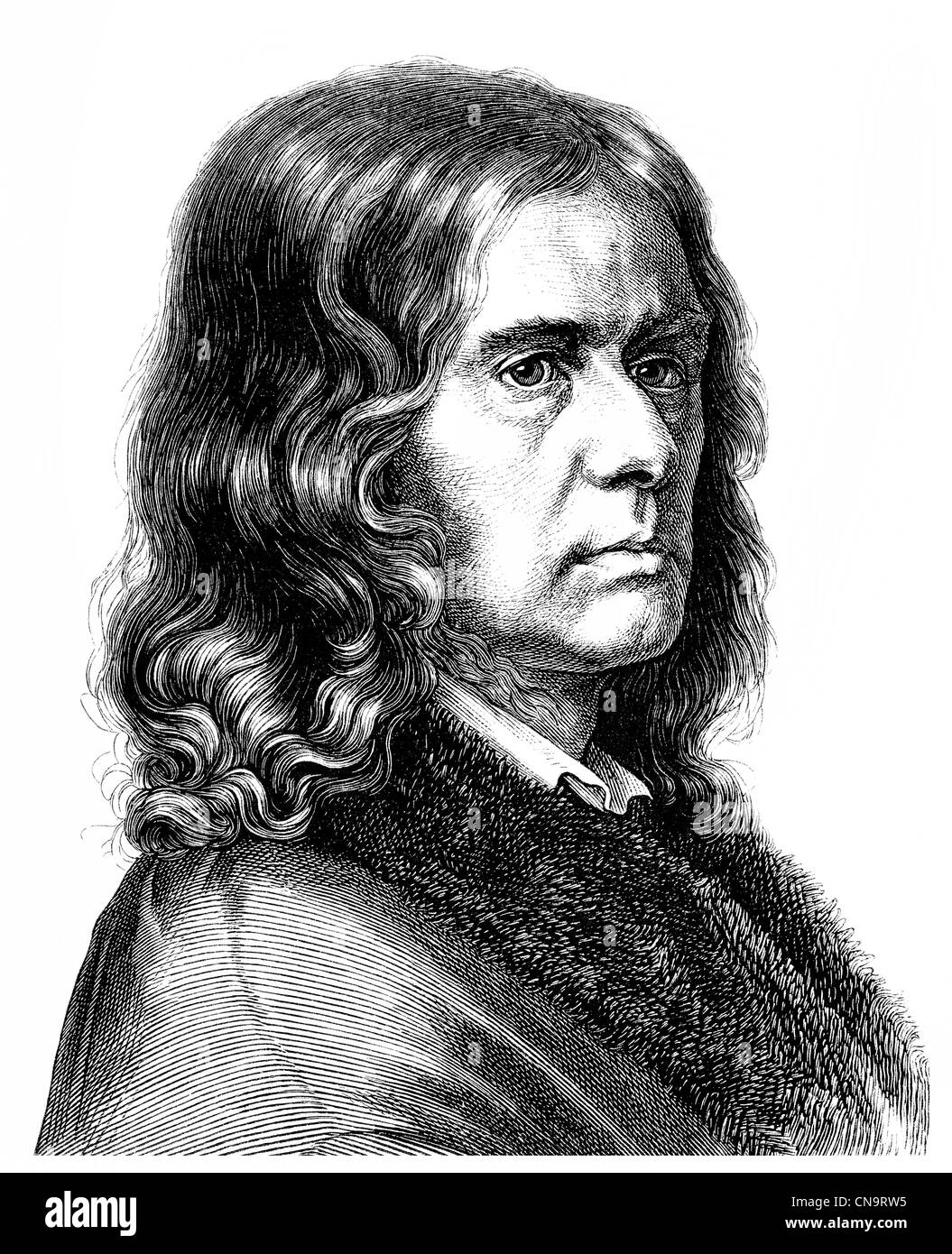 Disegno storico del XIX secolo, Adelbert von Chamisso, 1781 - 1838, un naturalista tedesco e poeta Foto Stock