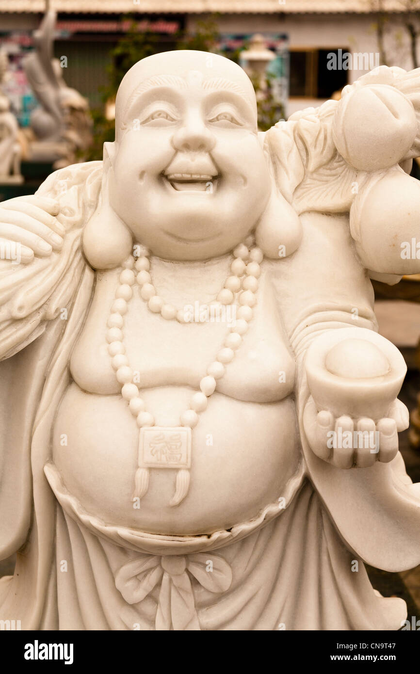Solida figura in pietra in piedi Buddha monaco con ciotola, altezza 50 cm, grigio, peso 6 kg, in pietra colata resistente al gelo