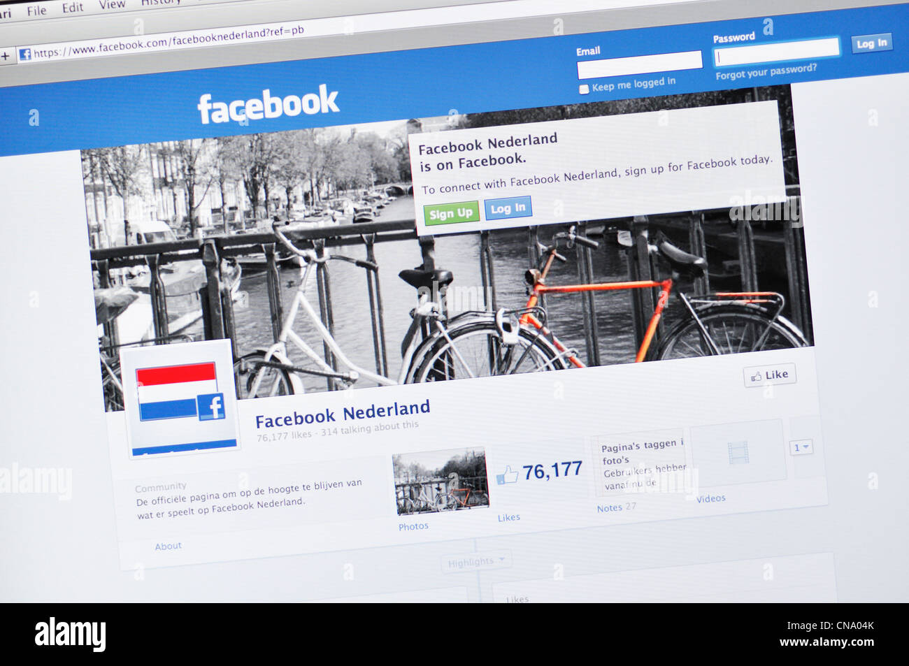 Sito web Facebook - Paesi Bassi Foto Stock