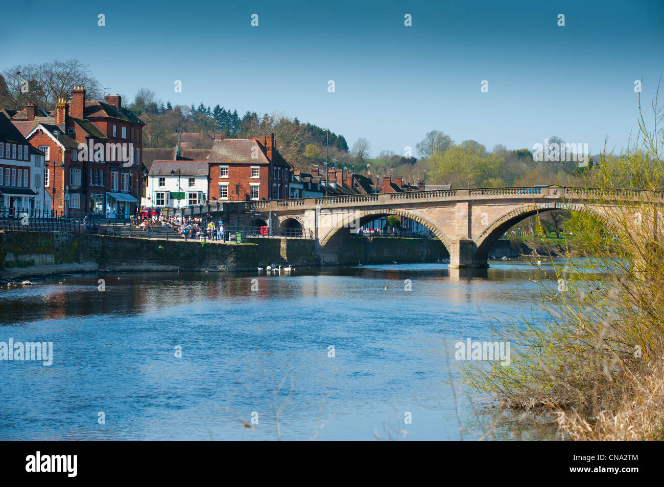 Fiume Severn e ponte a Bewdley Worcestershire Inghilterra Foto Stock