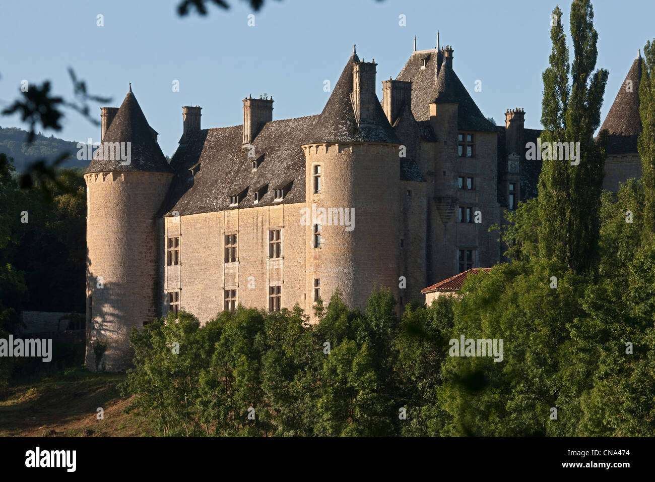 Francia, Lot, vicino a Saint Cere, Saint Jean Lespinasse, Le Chateau de Montal rinascimentale, la facciata nord Foto Stock
